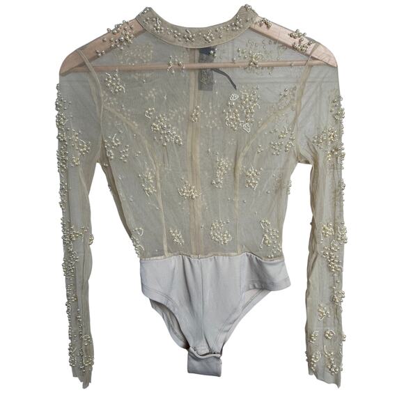 Free People Tops - Free People XS Intimately Free People Embellished Pearl Bodysuit